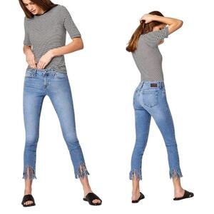 Mavi Jeans Ankle Mid Rise Skinny Adriana Fringed Hem Jeans Size 27